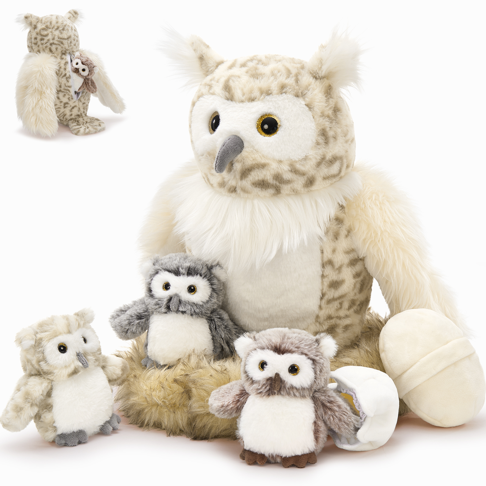Wholesale Custom MorisMos 4Pcs Family Realistic Plush Owl Stuffed Animal Soft Hug Gift for Kids Adults Cute Bedroom Friend Cozy